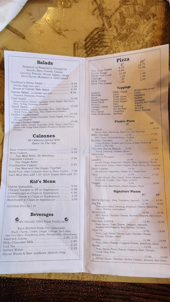 Pat's Pizza Menu image 1