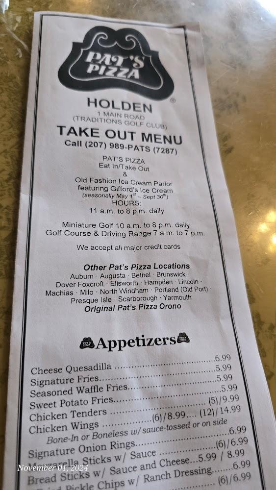 Pat's Pizza Menu image 2